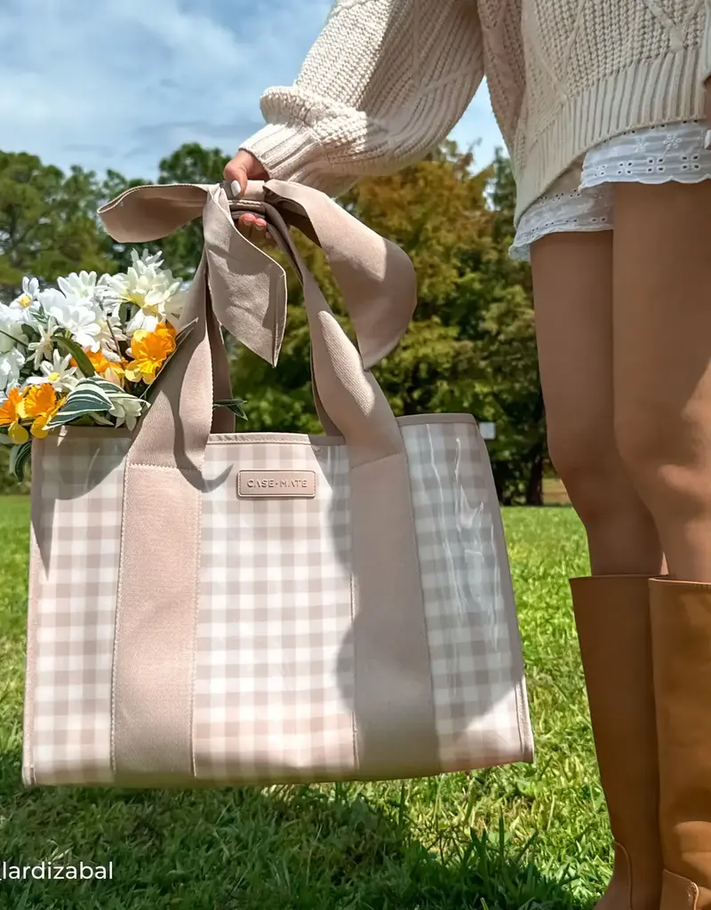 Case Mate Latte Gingham Bow Jelly Tote Bag