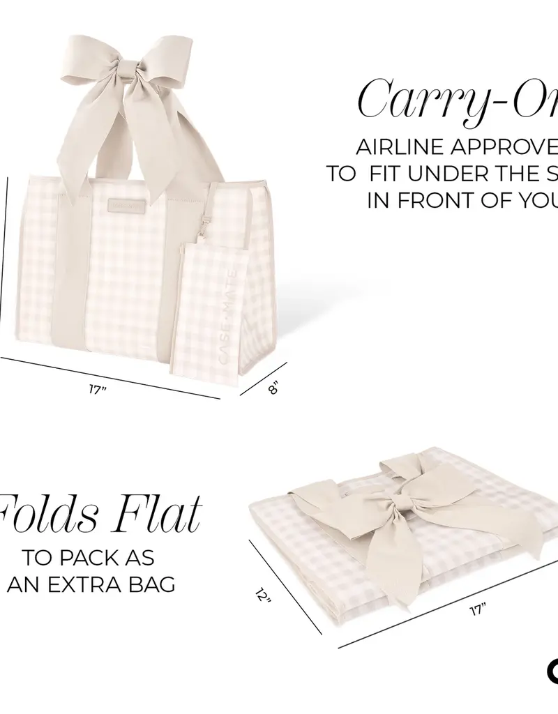 Case Mate Latte Gingham Bow Jelly Tote Bag