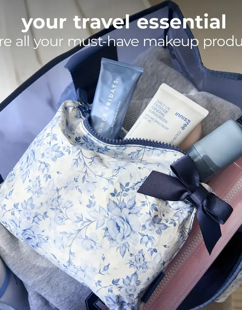 Case Mate Something Navy Bow Crinkle Makeup Bag