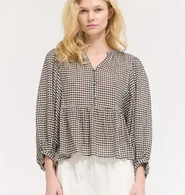 509 Broadway Gingham Ballon Sleeve Blouse