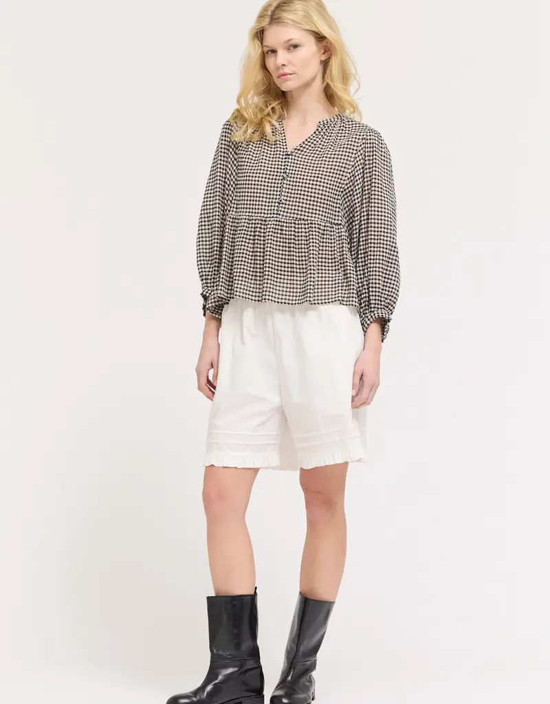 509 Broadway Gingham Ballon Sleeve Blouse