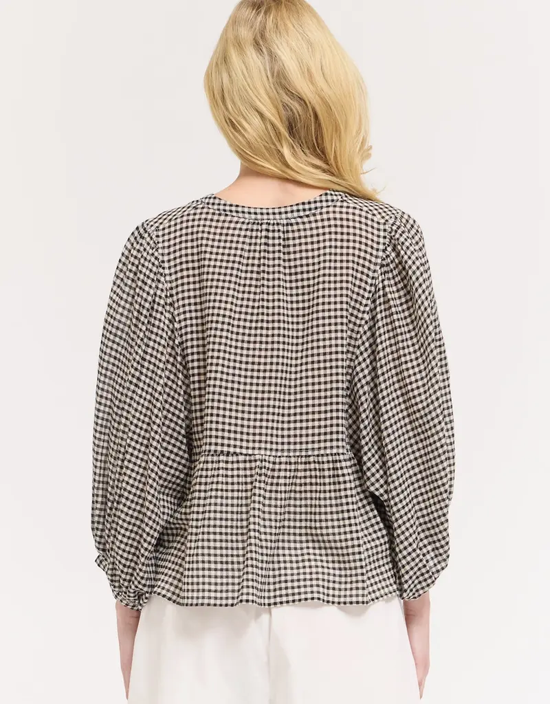 509 Broadway Gingham Ballon Sleeve Blouse