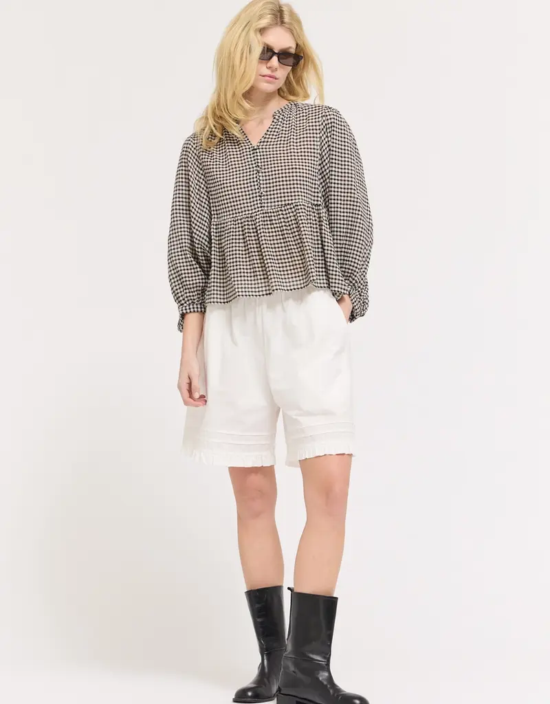 509 Broadway Gingham Ballon Sleeve Blouse