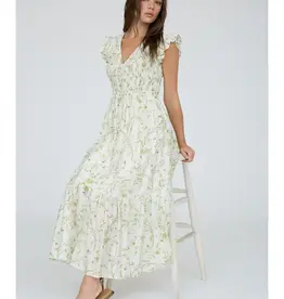 509 Broadway Floral Smocked V-Neck Midi Dress