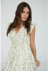 509 Broadway Floral Smocked V-Neck Midi Dress
