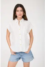 509 Broadway Stripe Shoulder Collared Top