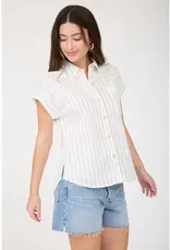 509 Broadway Stripe Shoulder Collared Top