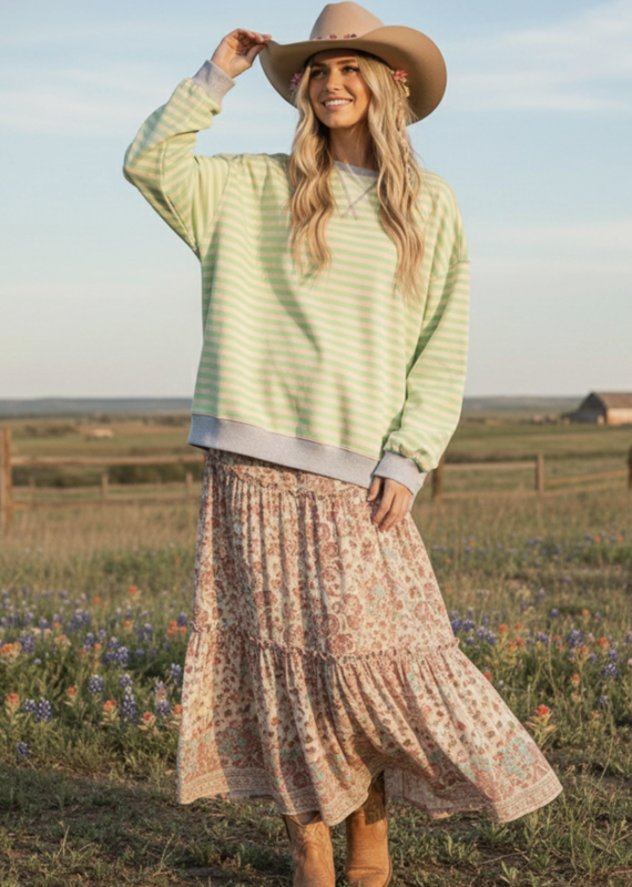 509 Broadway Multi Color Striped Sweatshirt