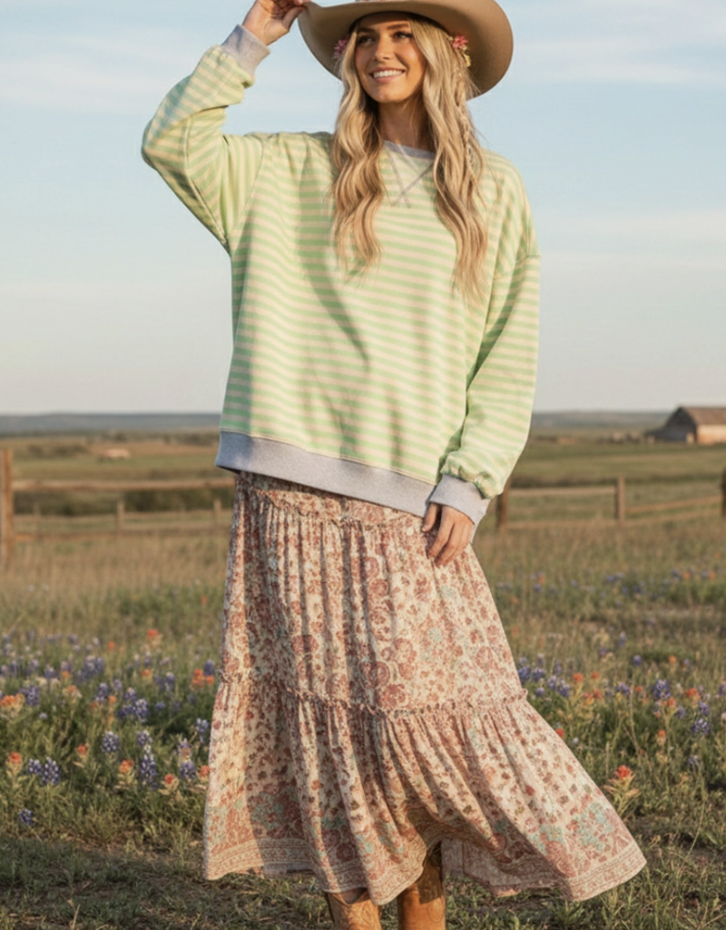 509 Broadway Multi Color Striped Sweatshirt