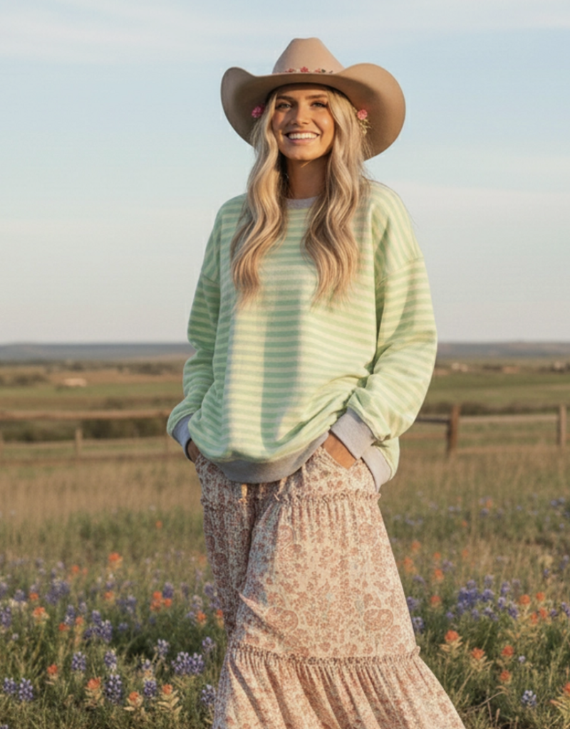 509 Broadway Multi Color Striped Sweatshirt