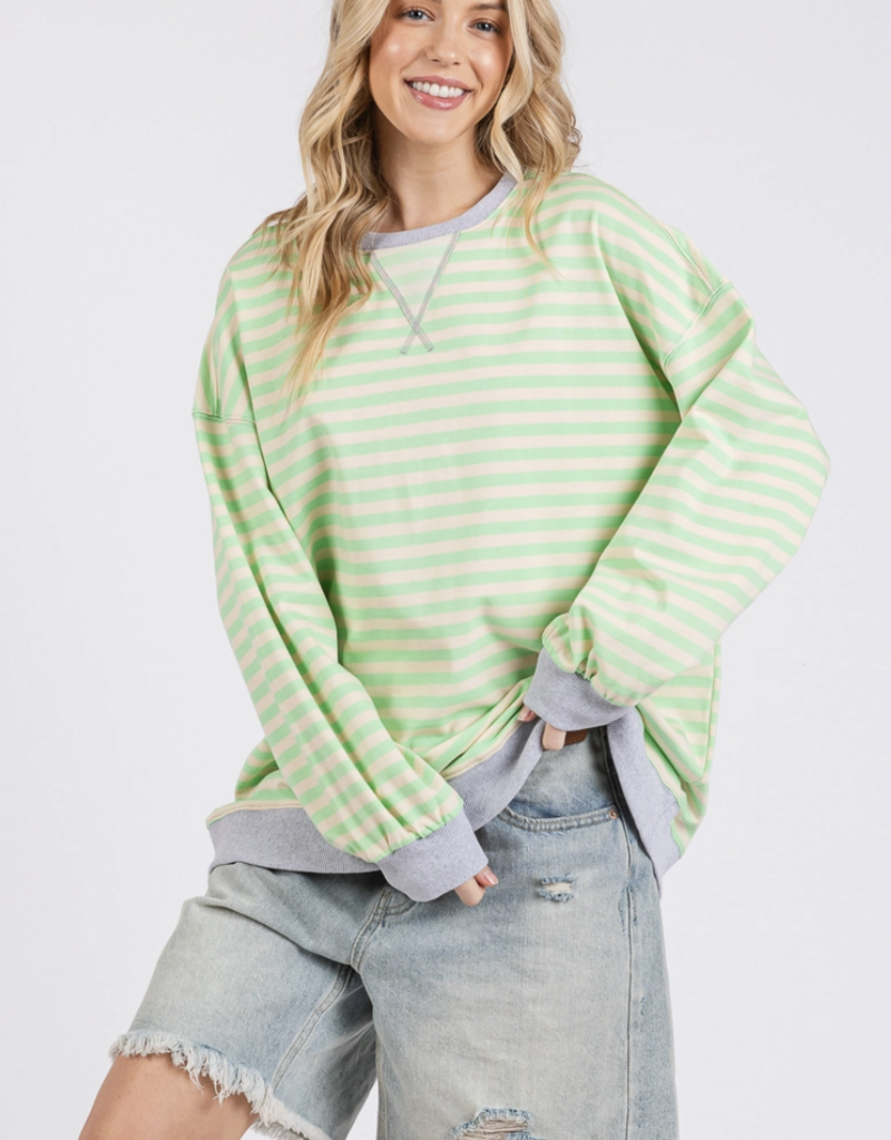 509 Broadway Multi Color Striped Sweatshirt