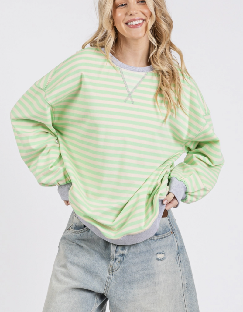 509 Broadway Multi Color Striped Sweatshirt