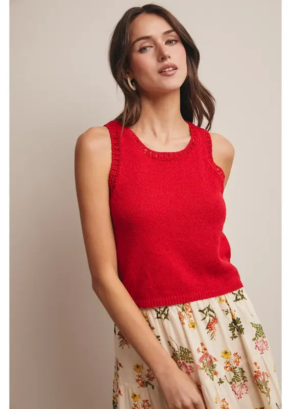 509 Broadway Open-Knit Sleeveless Tank Top