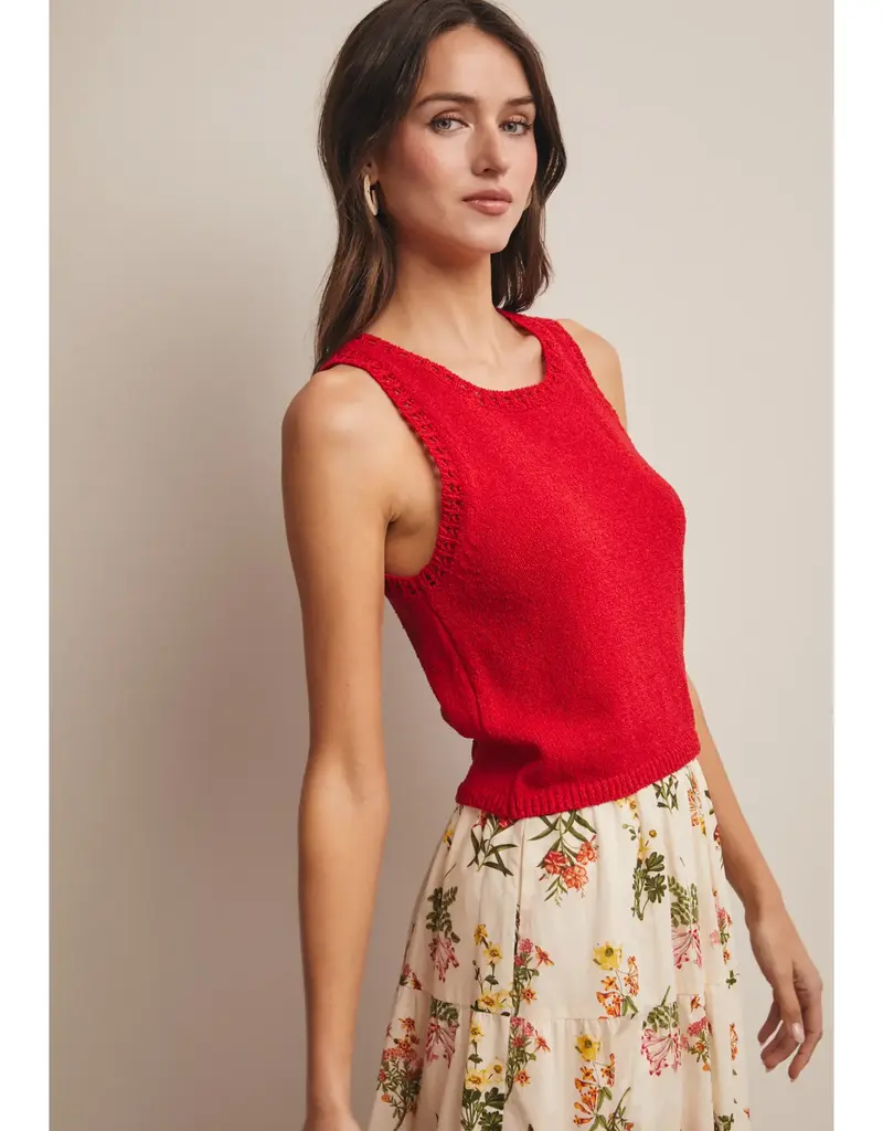509 Broadway Open-Knit Sleeveless Tank Top