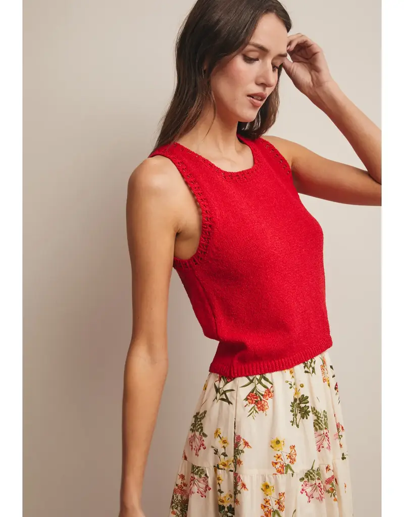 509 Broadway Open-Knit Sleeveless Tank Top