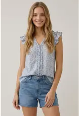 509 Broadway Abstract Printed V-Neck Blouse