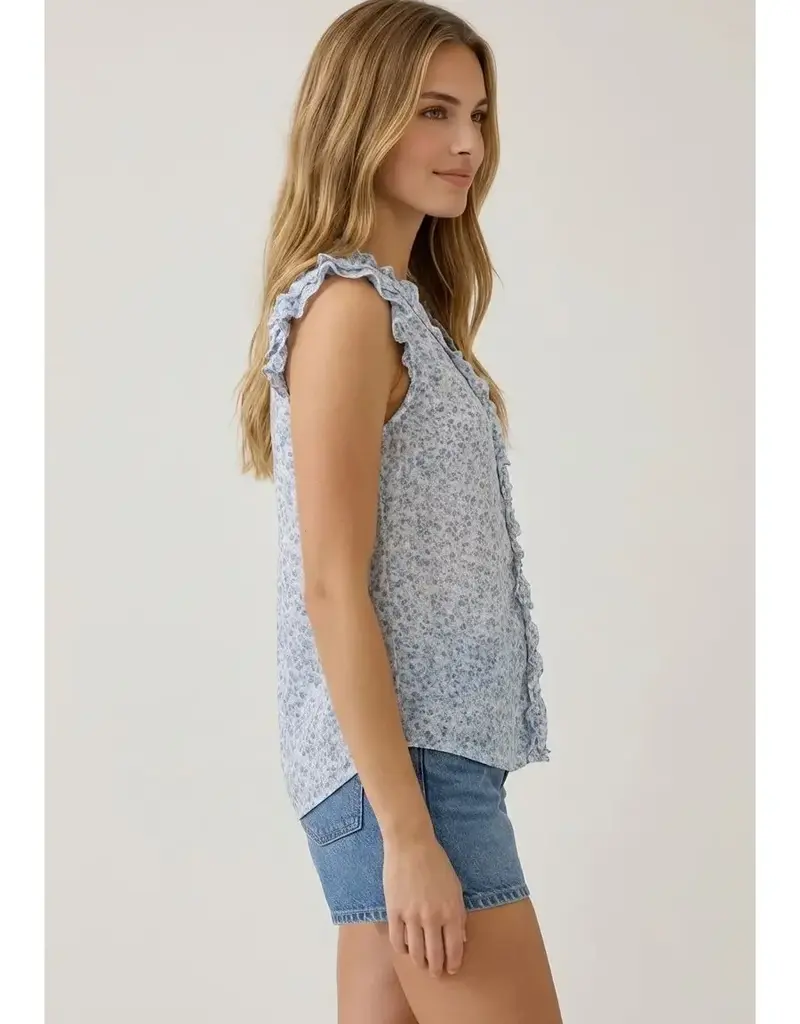 509 Broadway Abstract Printed V-Neck Blouse