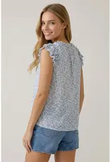 509 Broadway Abstract Printed V-Neck Blouse