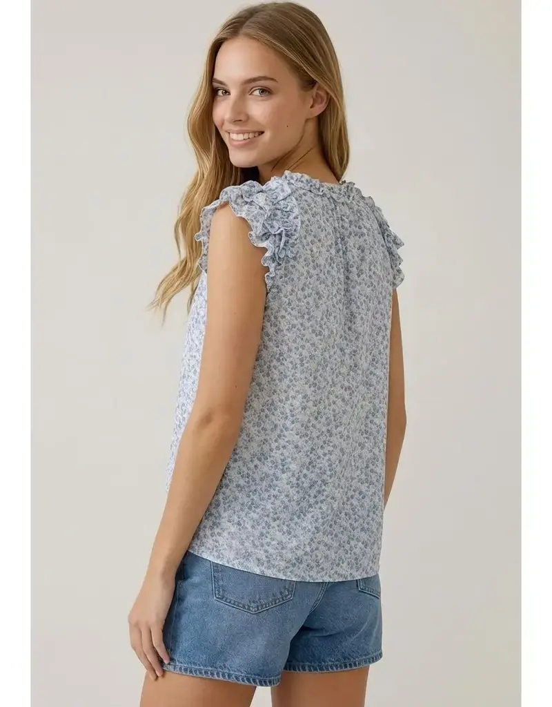 509 Broadway Abstract Printed V-Neck Blouse