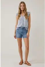 509 Broadway Abstract Printed V-Neck Blouse