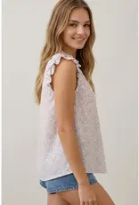 509 Broadway Printed V-Neck Cap Sleeve Blouse