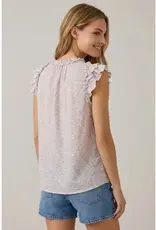 509 Broadway Printed V-Neck Cap Sleeve Blouse