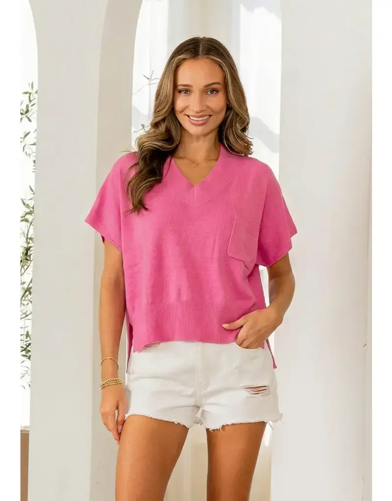 509 Broadway V-Neck Pocket S/S Top
