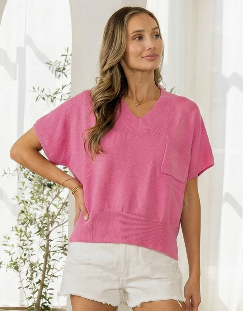 509 Broadway V-Neck Pocket S/S Top