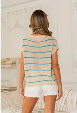 509 Broadway Crochet Stripe Round-Neck Top