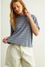 509 Broadway Stripe Cotton Linen Top