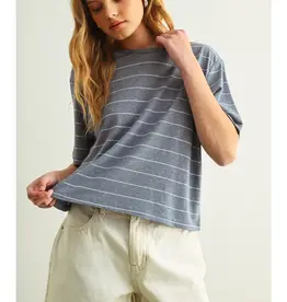 509 Broadway Stripe Cotton Linen Top