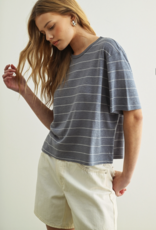 509 Broadway Stripe Cotton Linen Top