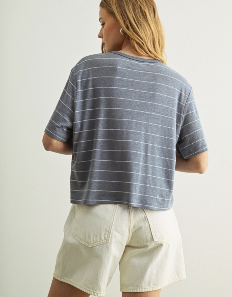 509 Broadway Stripe Cotton Linen Top