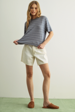 509 Broadway Stripe Cotton Linen Top