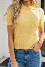 509 Broadway Las Elegant Polka Dot Bubble SS Sweater