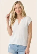 509 Broadway Pointelle Slit Neck SS Sweater