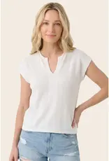 509 Broadway Pointelle Slit Neck SS Sweater
