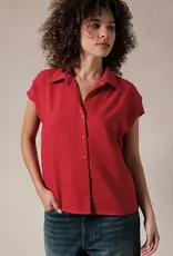 509 Broadway Wide Shoulder Sleeveless Button Shirt