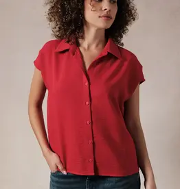 509 Broadway Wide Shoulder Sleeveless Button Shirt