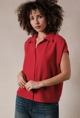 509 Broadway Wide Shoulder Sleeveless Button Shirt