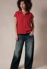 509 Broadway Wide Shoulder Sleeveless Button Shirt