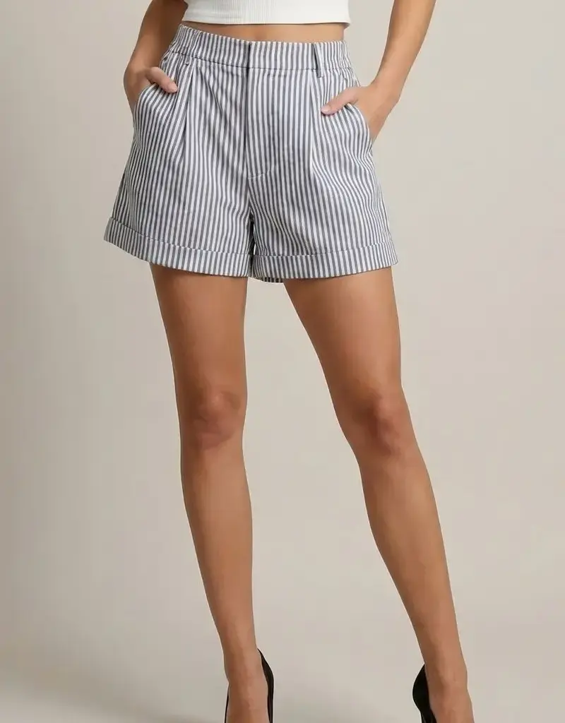 509 Broadway Striped Cuffed Shorts
