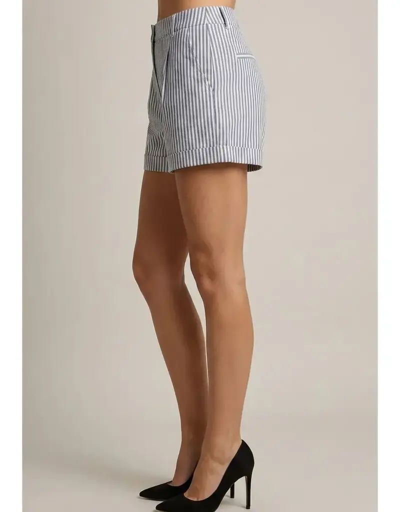 509 Broadway Striped Cuffed Shorts