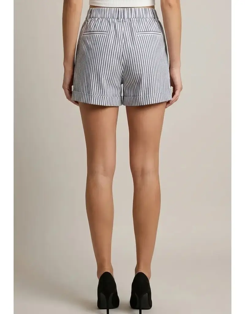 509 Broadway Striped Cuffed Shorts