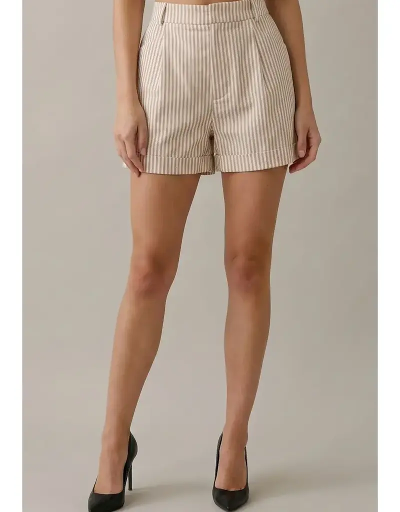 509 Broadway Striped Cuffed Shorts