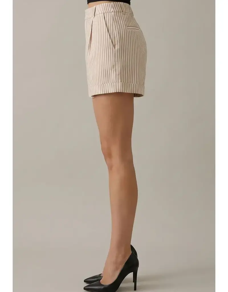 509 Broadway Striped Cuffed Shorts