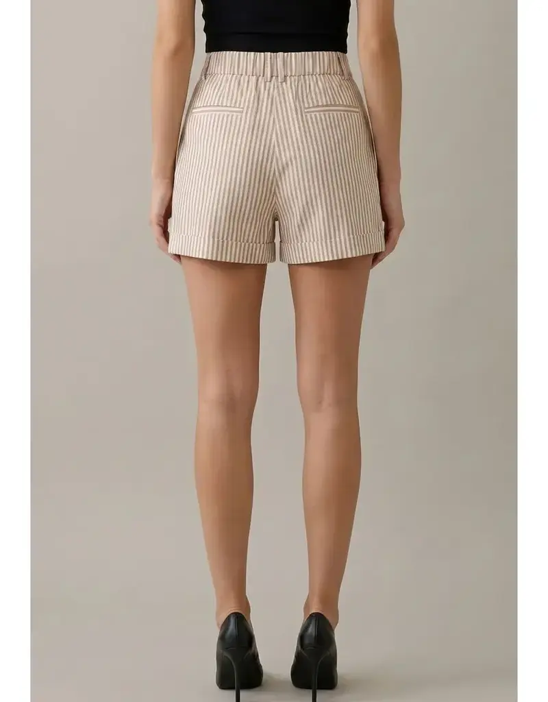 509 Broadway Striped Cuffed Shorts