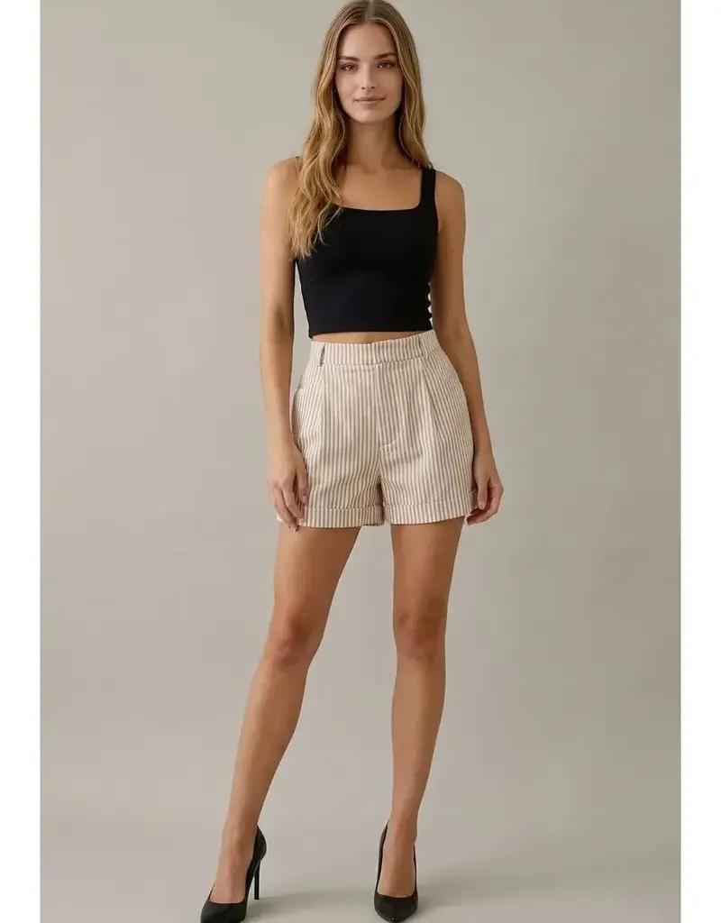 509 Broadway Striped Cuffed Shorts