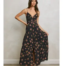 509 Broadway Floral Bodice Detail Maxi Dress