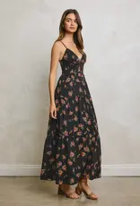 509 Broadway Floral Bodice Detail Maxi Dress